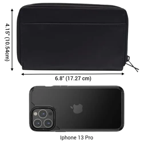 Women's RFID Blocking Double Zipper Smartphone Leather Wallet with Removable Checkbook Holder